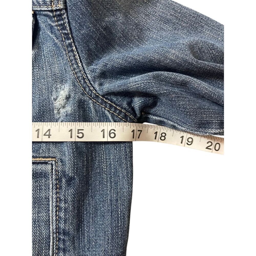 Y2K Decree Cropped Distressed Denim Jacket – Size M - Picture 6 of 6